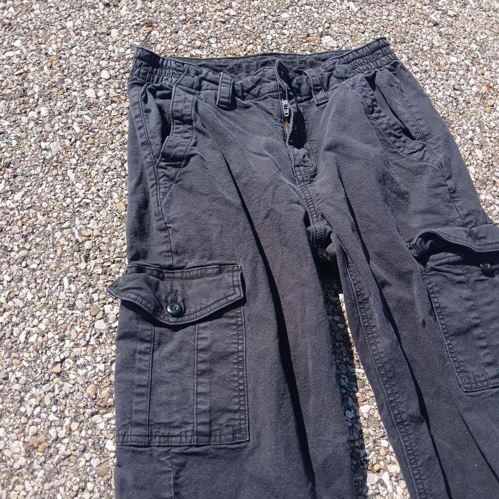 American Eagle Outfitters Pants Womens 4 Black Cargo Twill Elastic Waist Stretch